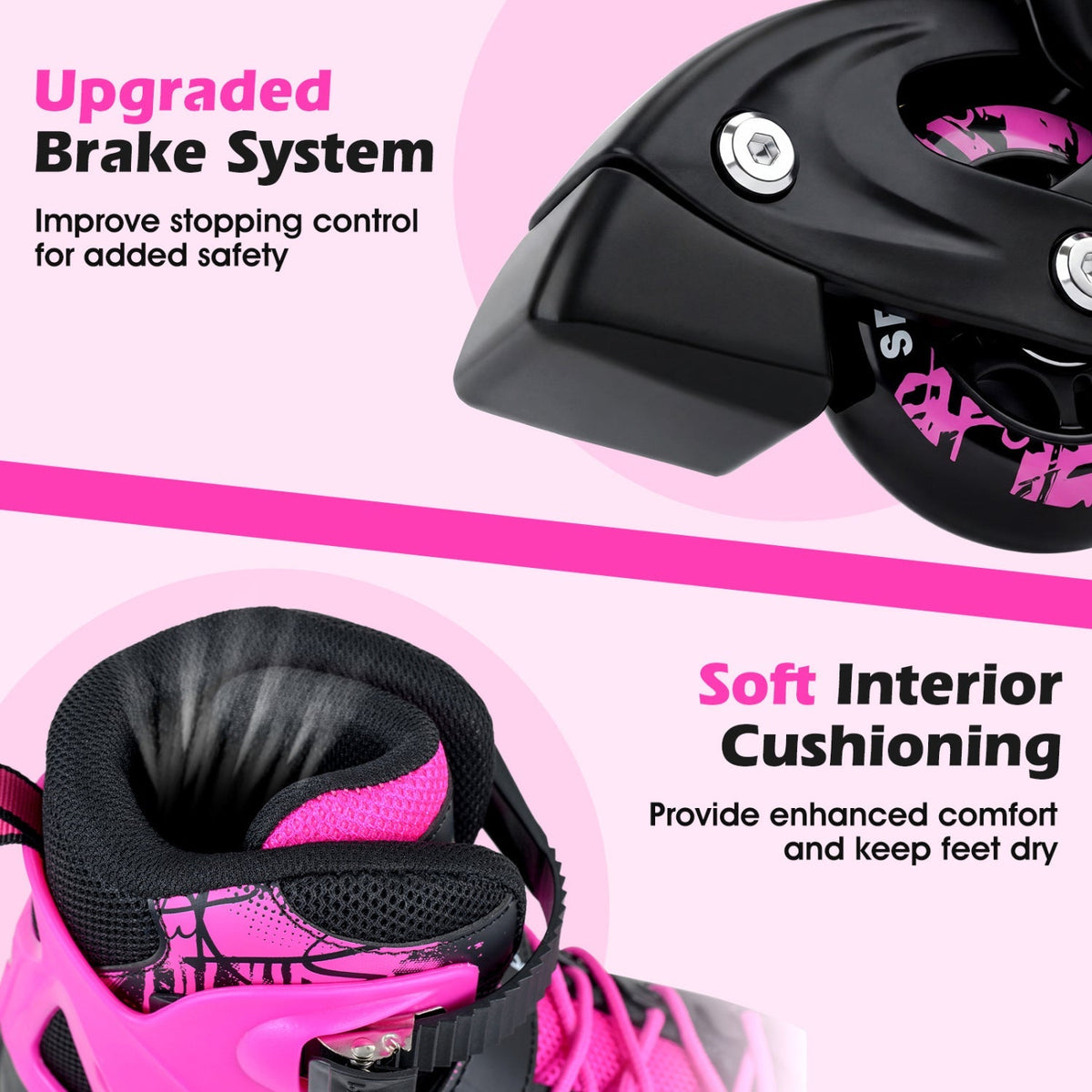 Adjustable Light-Up Kids Inline Skates Ages 9-14