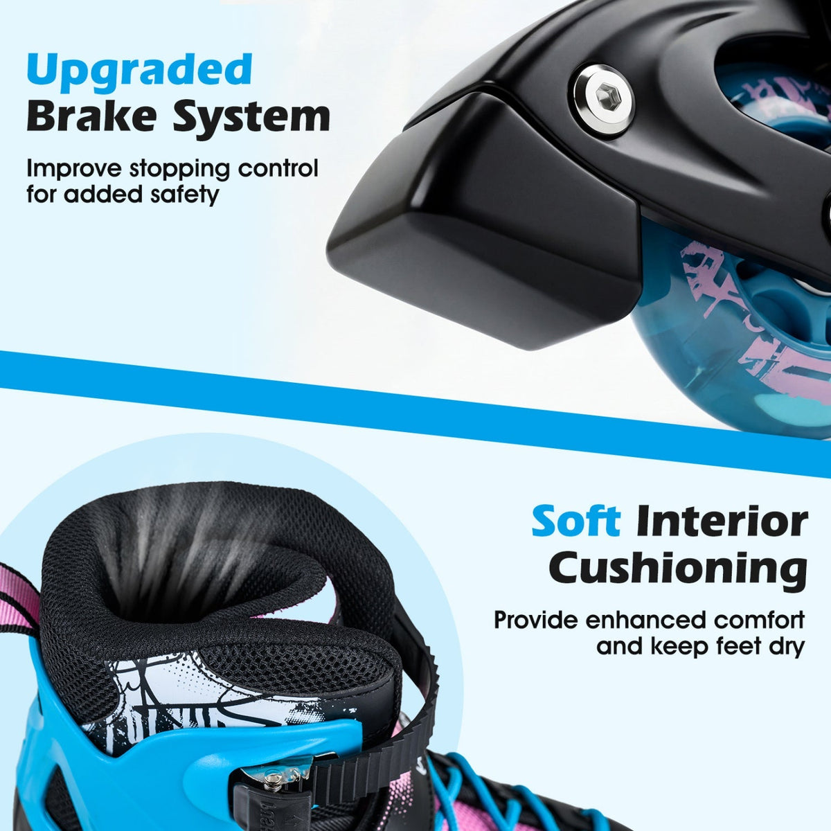 Adjustable Light-Up Kids Inline Skates Ages 9-14