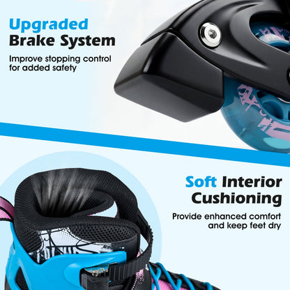 Adjustable Light-Up Kids Inline Skates Ages 9-14
