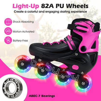 Adjustable Light-Up Kids Inline Skates Ages 9-14