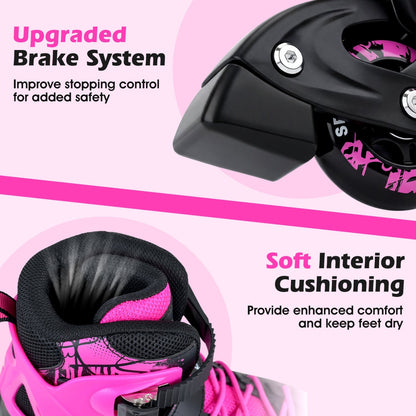 Adjustable Light-Up Kids Inline Skates Ages 9-14