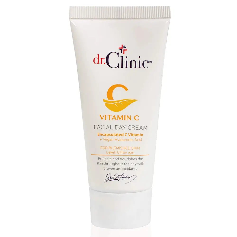 dr.Clinic Vitamin C Facial Day Cream | Moisturizer for Dry Skins | Anti-Aging Skin Cream for Dark Spots and Wrinkles | Acne Spot Treatment All Skin Types | Hyaluronic Acid, Argan Oil, 1.69Fl.Oz